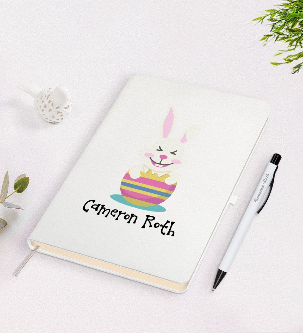Kişiye Özel Paskalya Bayramı Beyaz Defter ve Kalem Seti-3