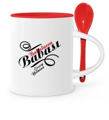 Babalar Gününe Özel Babaların Babası Kırmızı Kaşıklı Kupa Bardak - 1