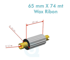 ''Ribbon'' WX-10FBK (Standart Wax) **65mm x 74m** 1/2 inç Orta Sarım