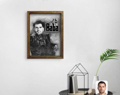 Kişiye Özel Godfather Baba Karikatürlü Doğal Masif Ahşap Çerçeveli Tablo 45x65cm-22