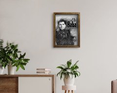 Kişiye Özel Godfather Baba Karikatürlü Doğal Masif Ahşap Çerçeveli Tablo 45x65cm-22
