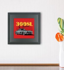 BK Gift Klasik Araç Tasarımlı Ahşap Çerçeveli Taş Duvar Dekoru-4