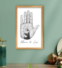 BK Gift Kişiye Özel İsimli Siyah Beyaz El ve Pati Tasarımlı Ahşap Çerçeveli Tablo-4 40x25cm, Ev Dekorasyonu, Arkadaşa Hediye