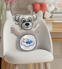 BK Gift Uyuyan Bebek Tasarımlı Krem Ayıcık Yastık-1