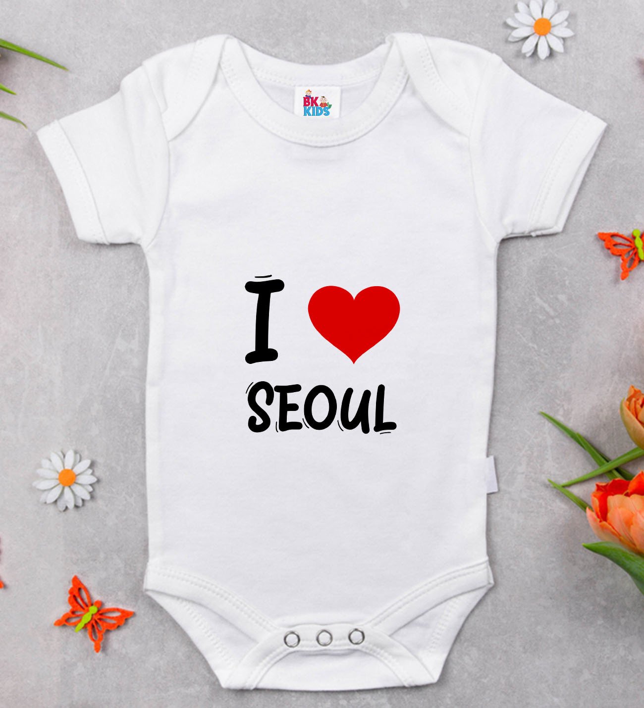 BK Kids I Love Seoul Tasarımlı Bebek Body Zıbın - Model 1