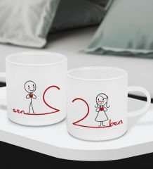 BK Gift Sevgili Tasarımlı 2’li Buzlu Cam Türk Kahvesi Fincanı-4, Sevgiliye Hediye, Arkadaşa Hediye, Anneye Hediye, Ofis Hesiyesi