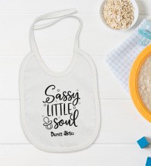 BK Kids Kişiye Özel Sassy Little Soul Tasarımlı Bebek Body Zıbın ve Mama Önlüğü Hediye Seti - Model 1
