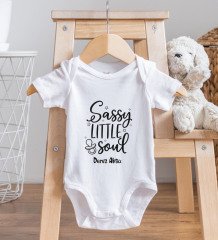 BK Kids Kişiye Özel Sassy Little Soul Tasarımlı Bebek Body Zıbın ve Mama Önlüğü Hediye Seti - Model 1