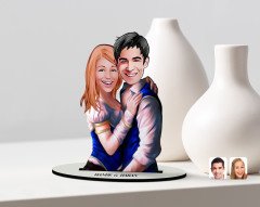 Kişiye Özel Sevgililer Karikatürlü Ahşap Biblo Model-36