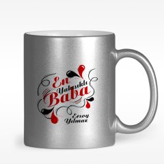 Kişiye Özel En Yakışıklı Baba Tasarımlı Gümüş Yaldızlı Kupa Bardak - 1