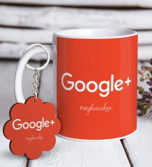 Kişiye Özel Google Plus Beyaz Kupa ve Anahtarlık Hediye Seti