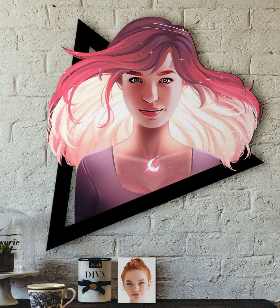 Kişiye Özel Kadın Soyut Karikatürlü 3D Ahşap Tablo-13