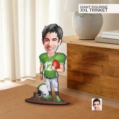 BK Gift Kişiye Özel Amerikan Futbolu Karikatürlü Büyük Boy Ahşap Biblo-2 , Arkadaşa Hediye , Sevgiliye Hediye, Kişiye Özel Biblolar