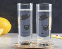 Kişiye Özel Renkli Baskılı İsimli İkili Vodka Bardağı-132