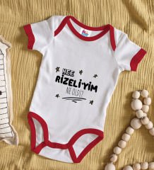 BK Kids Rizeliyim Ne Oldi Tasarımlı Kırmızı Bebek Body Zıbın-1