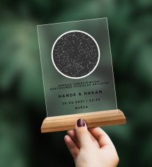 BK Gift Kişiye Özel Gökyüzü Yıldız Haritası Ahşap Standlı Çerçeve