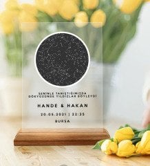 BK Gift Kişiye Özel Gökyüzü Yıldız Haritası Ahşap Standlı Çerçeve