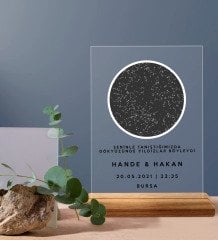 BK Gift Kişiye Özel Gökyüzü Yıldız Haritası Ahşap Standlı Çerçeve
