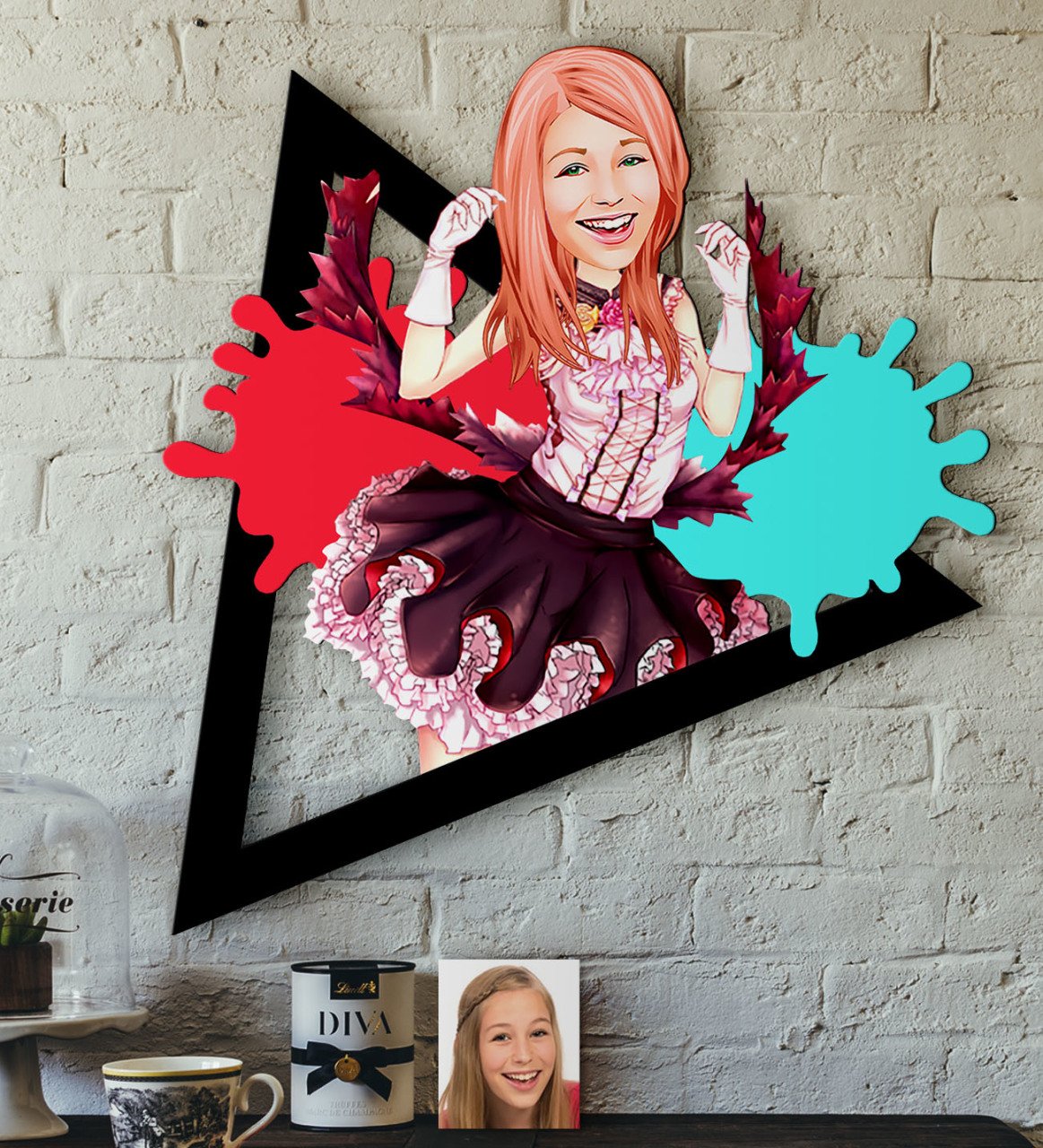 Kişiye Özel Kadın Soyut Karikatürlü 3D Ahşap Tablo-14