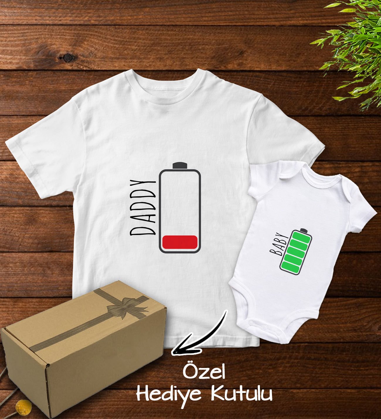 BK Kids Hediye Kutulu Baba&Oğul Kombin Tshirt-Zıbın Hediye Seti-3