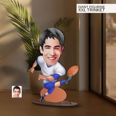 BK Gift Kişiye Özel Amerikan Futbolu Karikatürlü Büyük Boy Ahşap Biblo-4, Arkadaşa Hediye , Sevgiliye Hediye, Kişiye Özel Biblolar