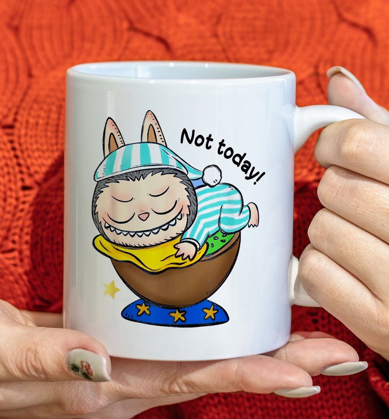 BK Gift Sevimli Canavar Tasarımlı Beyaz Kupa Bardak-3, Arkadaşa Hediye, Sevgiliye Hediye, Doğum Günü Hediyesi