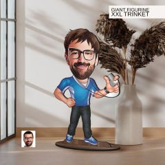 BK Gift Kişiye Özel Antrenör Karikatürlü Büyük Boy Ahşap Biblo-1, Arkadaşa Hediye , Sevgiliye Hediye, Kişiye Özel Biblolar