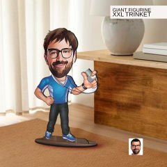 BK Gift Kişiye Özel Antrenör Karikatürlü Büyük Boy Ahşap Biblo-1, Arkadaşa Hediye , Sevgiliye Hediye, Kişiye Özel Biblolar