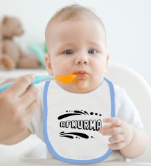 BK Kids Afkurma Tasarımlı Mavi Bebek Body Zıbın ve Mama Önlüğü Hediye Seti-1