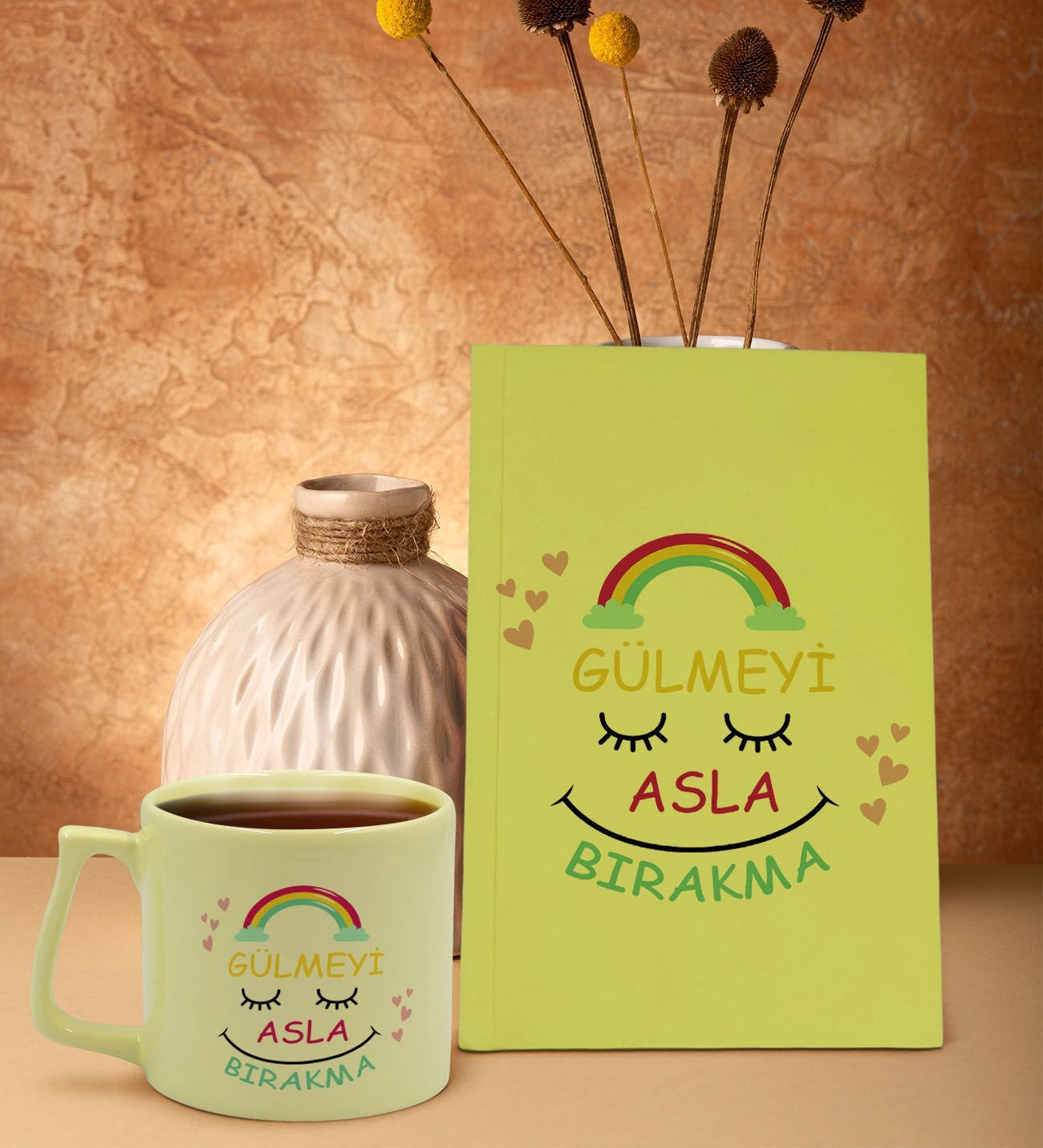 BK Gift Sarı Sert Kapaklı Defter ve Middle Kupa Seti, Arkadaşa Hediye, Yeni İş Hediyesi, Doğum Günü Hediyesi-17