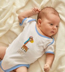 BK Kids Kişiye Özel Mavi Bebek Body Zıbın - Model 149