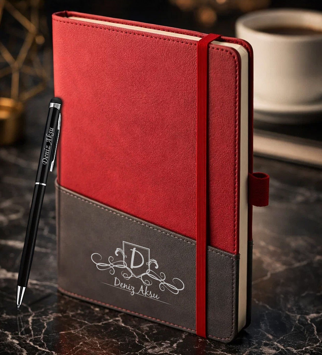 BK Gift Kişiye Özel Kırmızı Termo Deri Defter ve Touchpen Kalem Seti -10,  Kurumsal ve Özel Hediye, Yeni İş Hediyesi