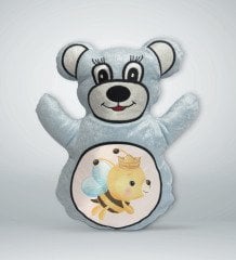BK Gift Sevimli Arı Tasarımlı Mavi Ayıcık Yastık-1