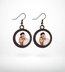 Kişiye Özel Fotoğraflı Antik Bakır Yaldız Küpe (Model 5)