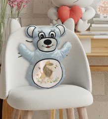 BK Gift Sevimli Aslan Tasarımlı Mavi Ayıcık Yastık-1