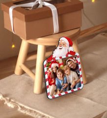 BK Gift Kişiye Özel Fotoğraflı Noel Baba Figürlü 3D Ahşap Çerçeve Tablo