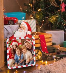 BK Gift Kişiye Özel Fotoğraflı Noel Baba Figürlü 3D Ahşap Çerçeve Tablo