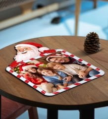 BK Gift Kişiye Özel Fotoğraflı Noel Baba Figürlü 3D Ahşap Çerçeve Tablo