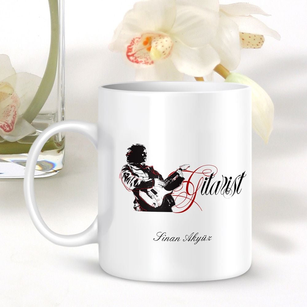 Kişiye Özel Mesleki Gitarist Beyaz Kupa Bardak - 001