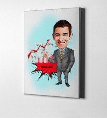 Kişiye Özel Bay Finans Uzmanı Karikatür Kanvas Tablo (50 x 70 cm.) 1