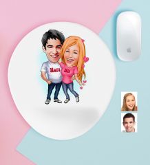 Kişiye Özel Hediye Kutulu Sevgililer Karikatürlü Bilek Destekli Mouse Pad-5