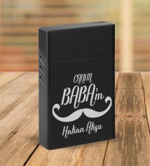 BK Gift Kişiye Özel İsimli Baba Temalı Siyah Metal Kalem&Çakmak&Sigara Kutusu&Kartlık-Cüzdan Hediye Seti, Sevgiliye Hediye-2, Babaya Hediye, Babalar Günü Hediyeleri