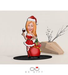 BK Gift Kişiye Özel Yeni Yıl Kadın Karikatürlü Ahşap Biblo-2