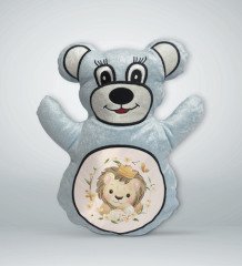 BK Gift Sevimli Aslan Tasarımlı Mavi Ayıcık Yastık-2