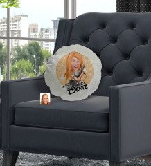 Kişiye Özel İsimli Kadın Kuaför Karikatürlü Yuvarlak Dekoratif Kırlent Yastık-2