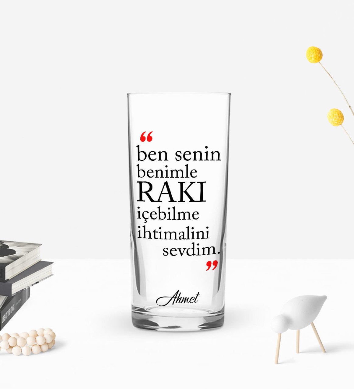 Kişiye Özel Renkli Baskılı Rakı İçebilme İhtimali Tasarımlı Rakı Bardağı-1