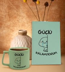 BK Gift Yeşil Sert Kapaklı Defter ve Middle Kupa Seti, Arkadaşa Hediye, Yeni İş Hediyesi, Doğum Günü Hediyesi-2