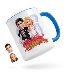 Kişiye Özel Evleniyoruz Karikatürlü Mavi Kupa Bardak-10