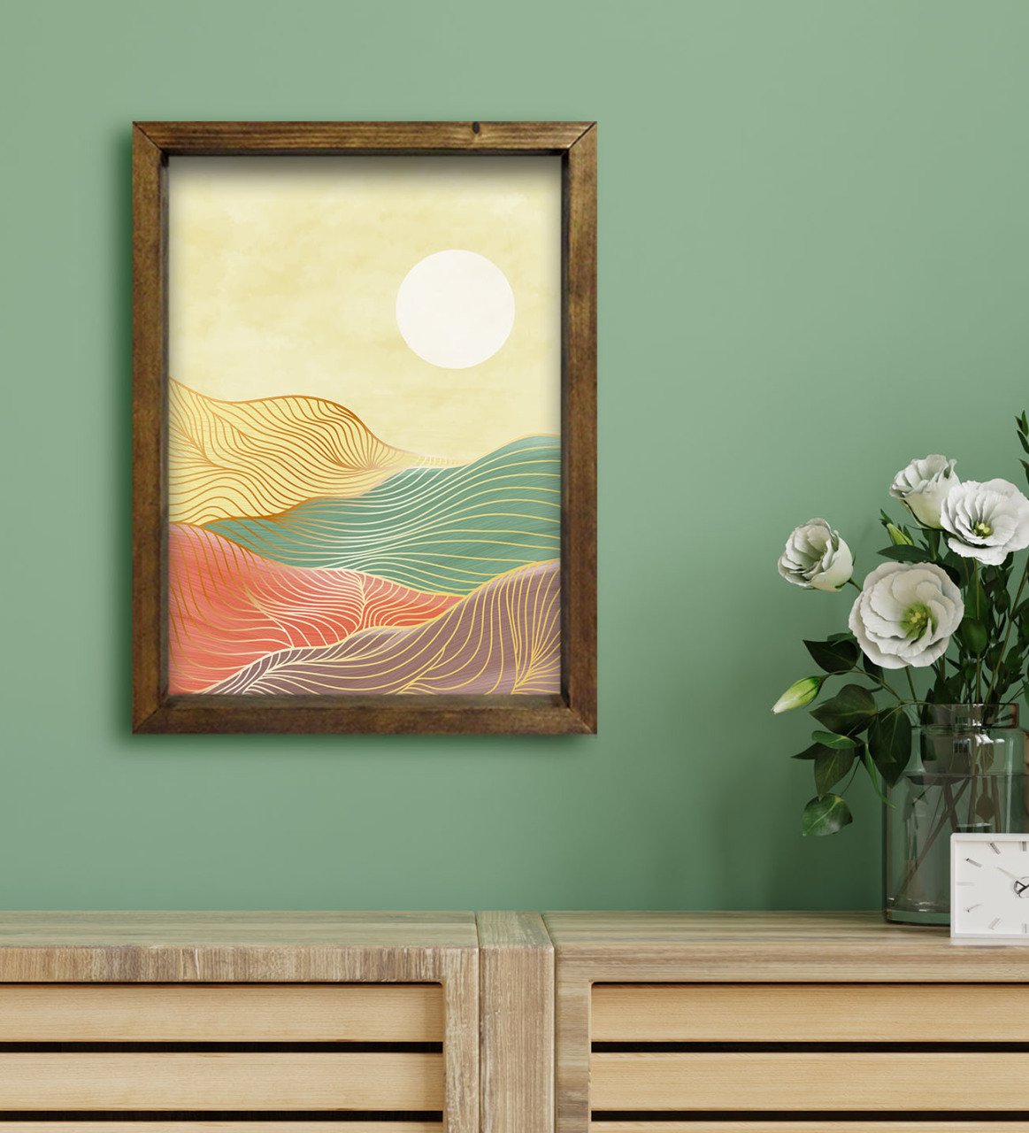 BK Gift Otel Odası Konseptli Doğal Masif Ahşap Çerçeveli Tablo 30x40cm-109