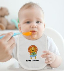 BK Kids Hello Summer Tasarımlı Bebek Body Zıbın ve Mama Önlüğü Hediye Seti - Model 1